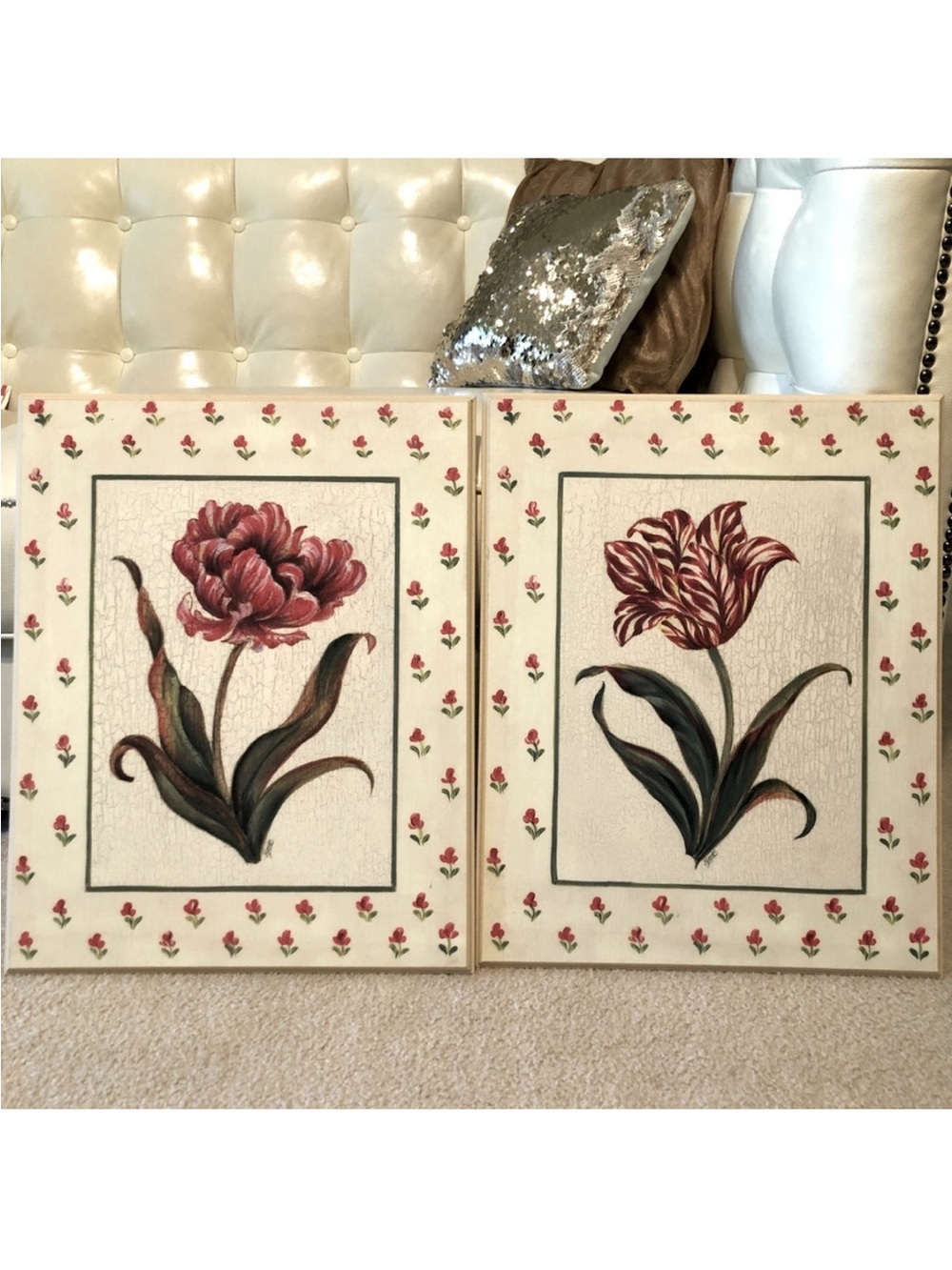 Vintage Botanical Tulip Panels